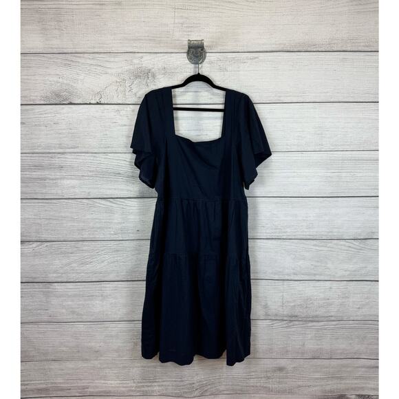 Free Assembly Plus Size Blue Short Sleeve Tiered Midi Dress Size XXXL - Picture 1 of 8